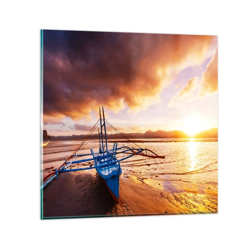 Quadro su vetro - Riposo sulla sabbia dopo l'intera giornata - 70x70 cm