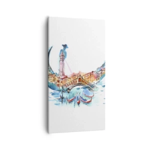 Quadro su tela - Stampe su Tela - Navighiamo dentro la città - 55x100 cm