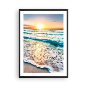 Poster in cornice nera - Tramonto su un mare calmo con onde - 50x70cm - Tramonto sul mare - Decorazione murale moderna per soggiorno e camera da letto ARTTOR