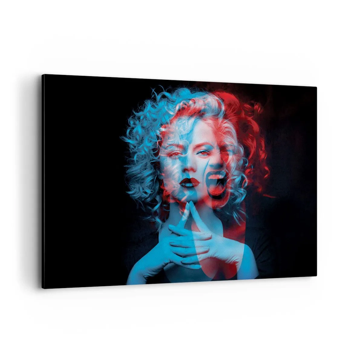 Quadro su tela - Stampe su Tela - Doppio ritratto di donna in rosso e blu - 100x70cm - Alter ego - Decorazione murale moderna per soggiorno e camera da letto ARTTOR