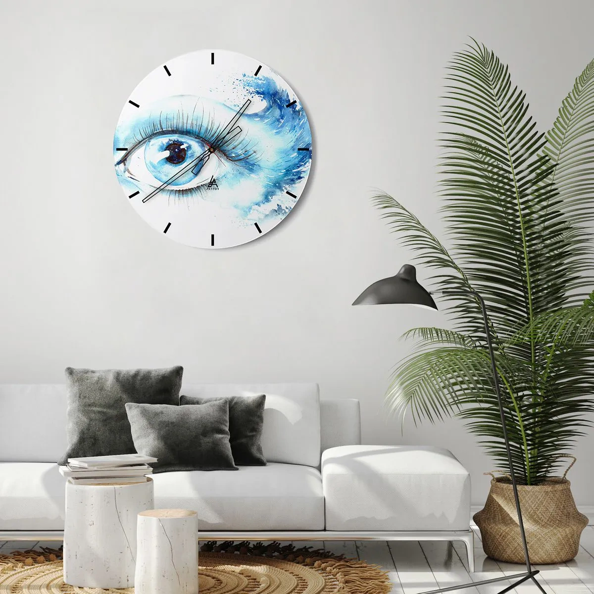 Orologio da parete - Orologio in Vetro - Occhio artistico nelle sfumature del blu - 30x30cm - Immergersi nell'azzurro dello sguardo - Decorazione murale moderna per soggiorno, cucina e camera da letto ARTTOR