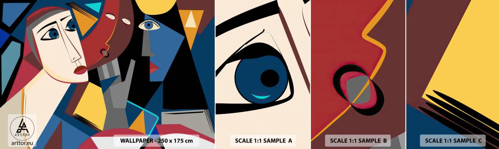 Campione Di Fotomurale Standard Eco - Dialogo di cubisti - Persone, Cubismo, Ritratto - 100x30 cm