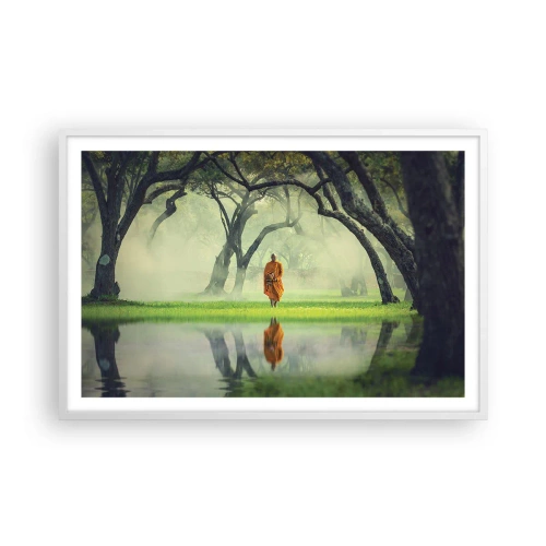 Poster in cornice bianca - In cammino verso l'illuminazione - 91x61 cm