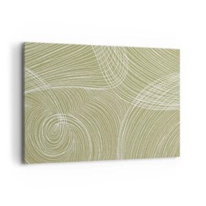 Quadro su tela - Stampe su Tela - Linee verdi e bianche in una composizione astratta - 120x80cm - Astrazione intricata in bianco - Decorazione murale moderna per soggiorno e camera da letto ARTTOR