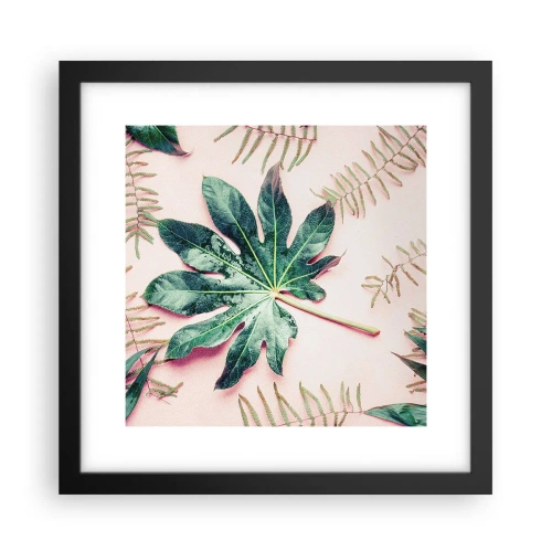 Poster in cornice nera - Studio di verde su sfondo rosa - 30x30 cm