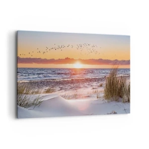 Quadro su tela - Stampe su Tela - Tramonto sul mare con vista sulle dune - 120x80cm - Paesaggio orizzontale - Decorazione murale moderna per soggiorno e camera da letto ARTTOR