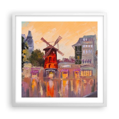 Poster in cornice bianca - Le icone di Parigi: il Moulin Rouge - 50x50 cm