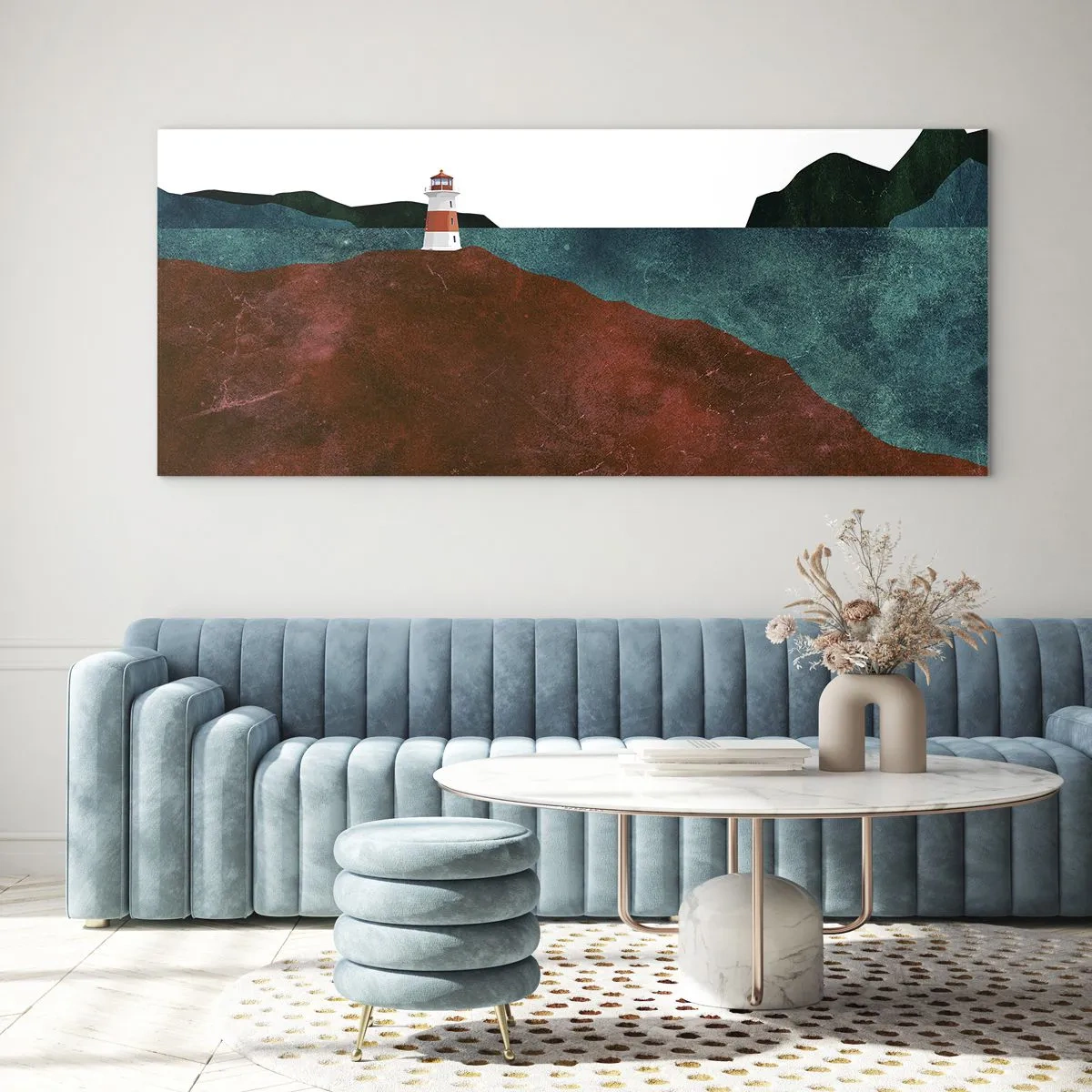 Quadro su vetro - Contemplando il mare - 100x40 cm