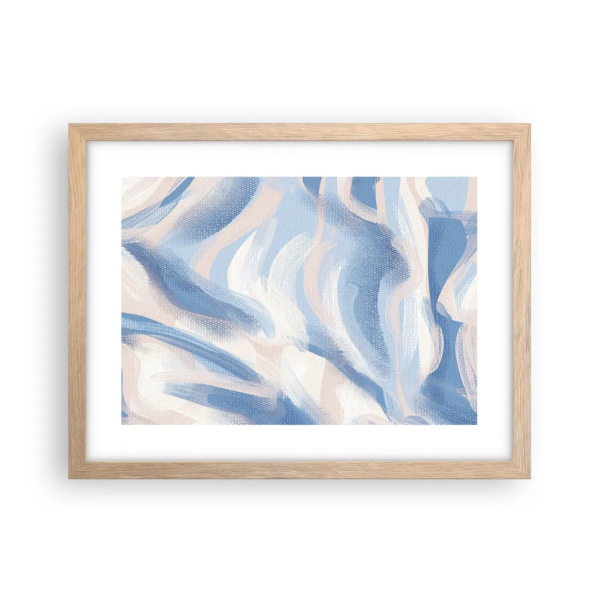 Poster in cornice rovere chiaro - Ondulazioni azzurre - 40x30 cm