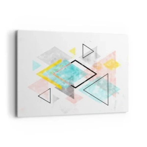 Quadro su tela - Stampe su Tela - Motivi geometrici colorati su sfondo bianco - 120x80cm - Gioco geometrico - Decorazione murale moderna per soggiorno e camera da letto ARTTOR