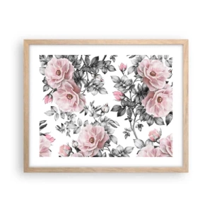 Poster in cornice rovere chiaro - Perdersi tra le rose - 50x40 cm