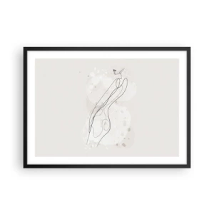 Poster in cornice nera - Uno schizzo di silhouette sottile in stile minimalista - 70x50cm - Errando con lo sguardo - Decorazione murale moderna per soggiorno e camera da letto ARTTOR