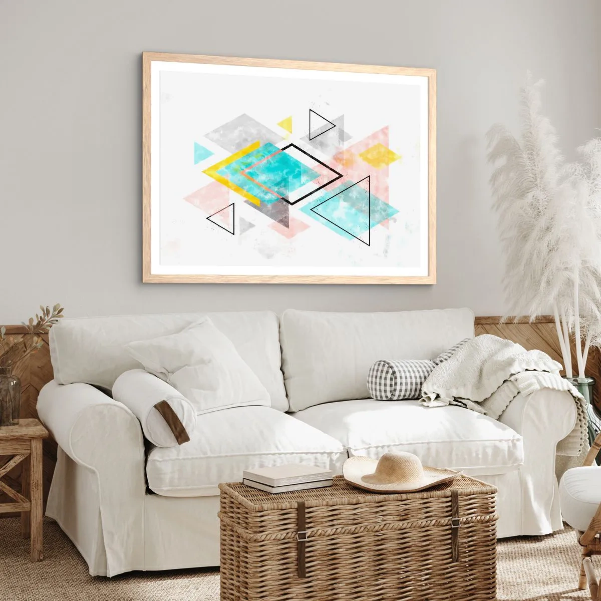 Poster in cornice rovere chiaro - Gioco geometrico - 91x61 cm