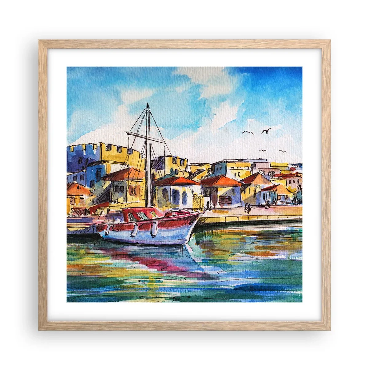 Poster in cornice rovere chiaro - Un colorato pomeriggio - 50x50 cm