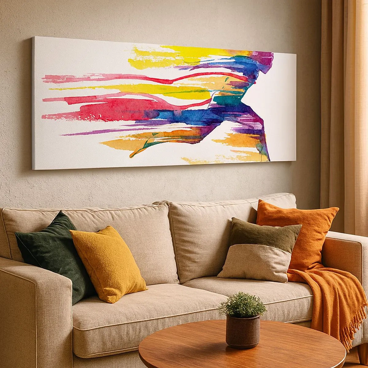 Quadro su tela - Stampe su Tela - Corsa attraverso l'arcobaleno - 100x40 cm