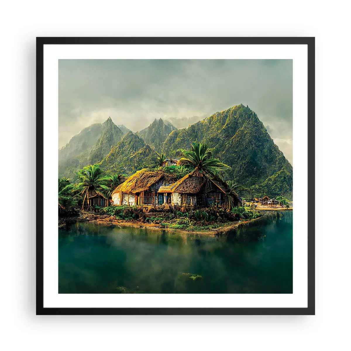 Poster in cornice nera - Paradiso tropicale - 60x60 cm