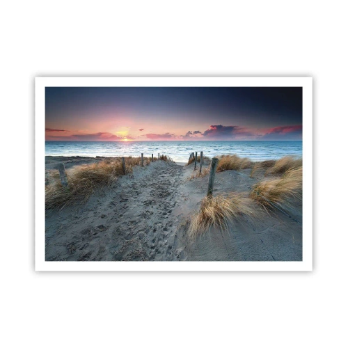 Poster - Sentiero che porta alla spiaggia al tramonto - 100x70cm - Hai versato un arcobaleno di luce radiosa... - Decorazione murale moderna per soggiorno e camera da letto ARTTOR