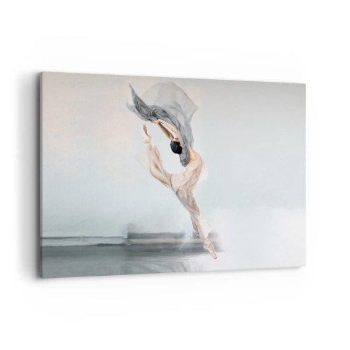 Quadro su tela - Stampe su Tela - Una ballerina in movimento dinamico su uno sfondo chiaro - 100x70cm - Nell'estasi della danza - Decorazione murale moderna per soggiorno e camera da letto ARTTOR
