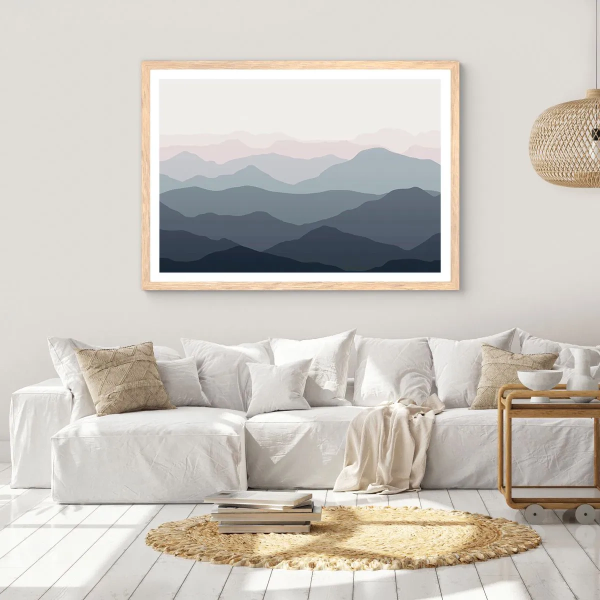Poster in cornice rovere chiaro - Le onde dei monti - 40x30 cm