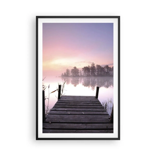 Poster in cornice nera - Nebbia color lilla - 61x91 cm
