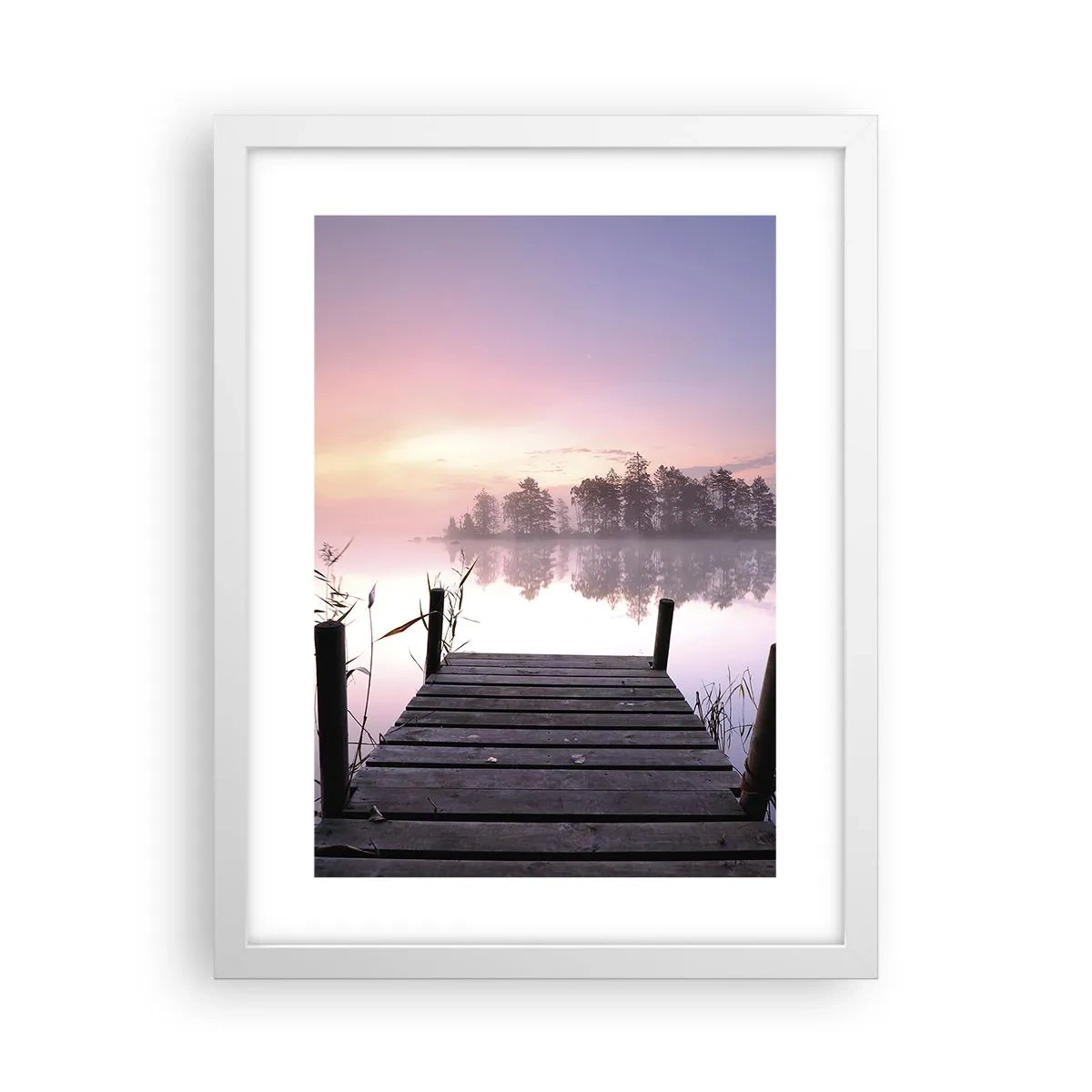 Poster in cornice bianca - Nebbia color lilla - 30x40 cm