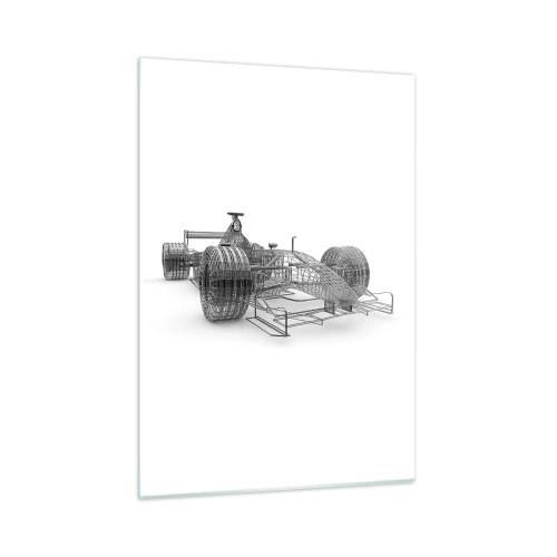 Quadro su vetro - Disegno tecnico in stile 3D di un'auto da corsa - 50x70cm - Struttura ideale: idea di slancio - Decorazione murale moderna per soggiorno e camera da letto ARTTOR