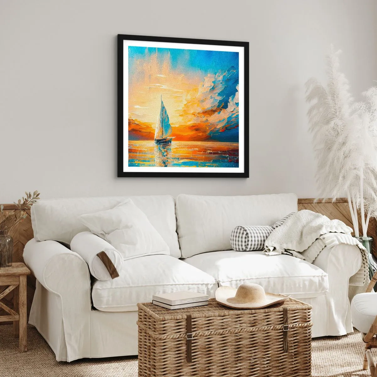 Poster in cornice nera - Navigando nell'oro - 60x60 cm