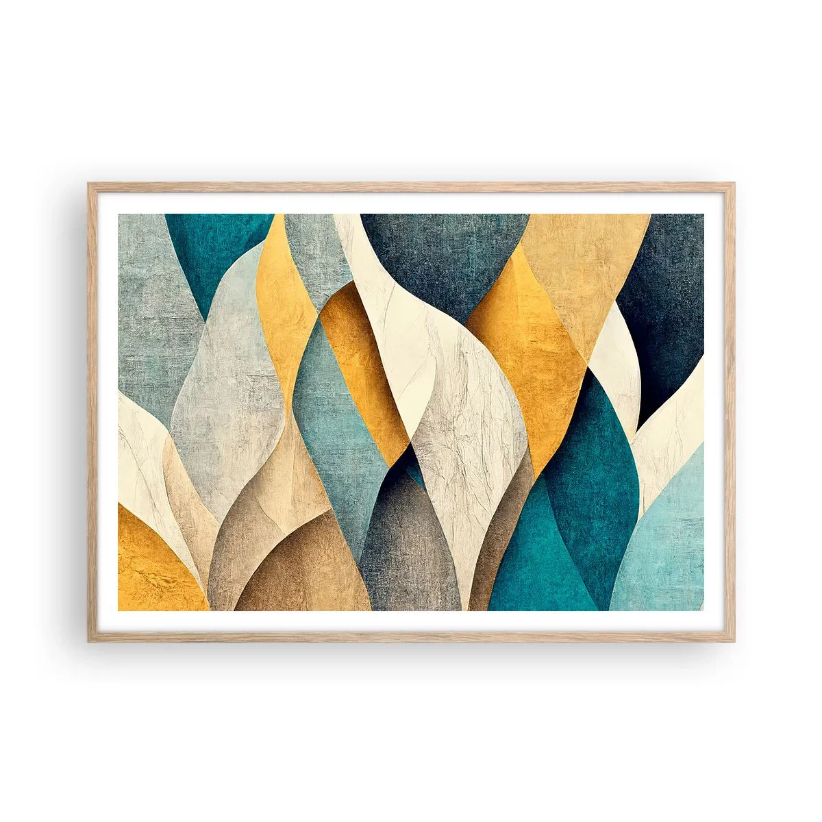 Poster in cornice rovere chiaro - Ritmo e ondulazioni - 100x70 cm