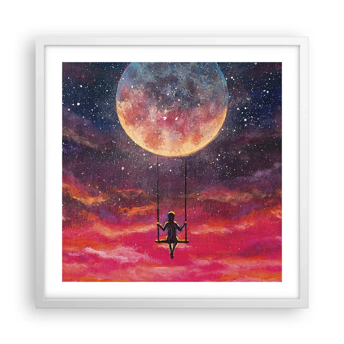 Poster in cornice bianca - Con la testa tra le nuvole - 50x50 cm