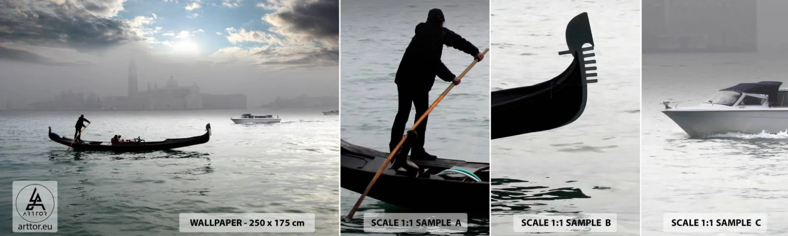 Campione Di Fotomurale Standard Eco - Città magica di acqua e nebbia - Paesaggio, Città, Venezia - 100x30 cm