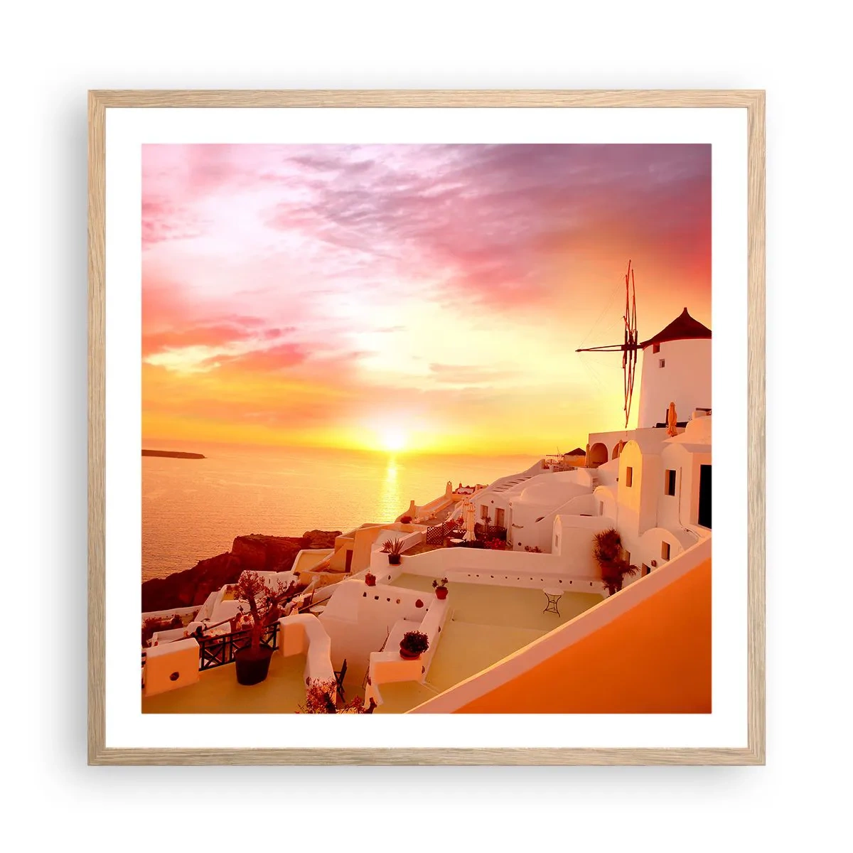 Poster in cornice rovere chiaro - Sciogliersi nel bianco e nell'oro - 60x60 cm