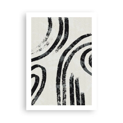 Poster - Linee nere astratte su uno sfondo chiaro - 50x70cm - Interrotto a metà - Decorazione murale moderna per soggiorno e camera da letto ARTTOR