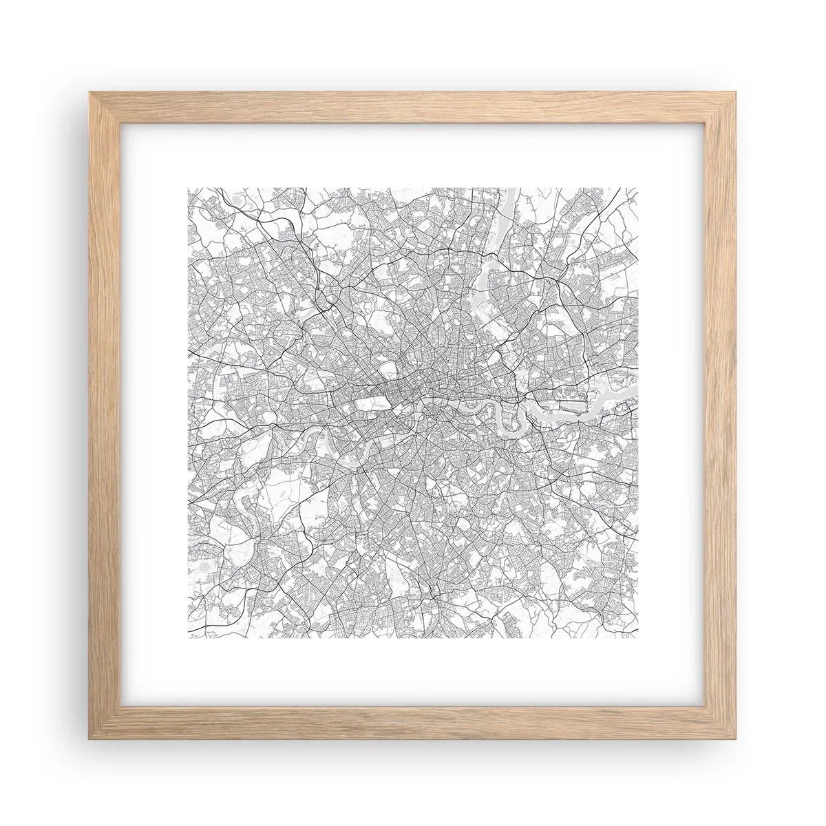 Poster in cornice rovere chiaro - Mappa del labirinto di Londra - 30x30 cm