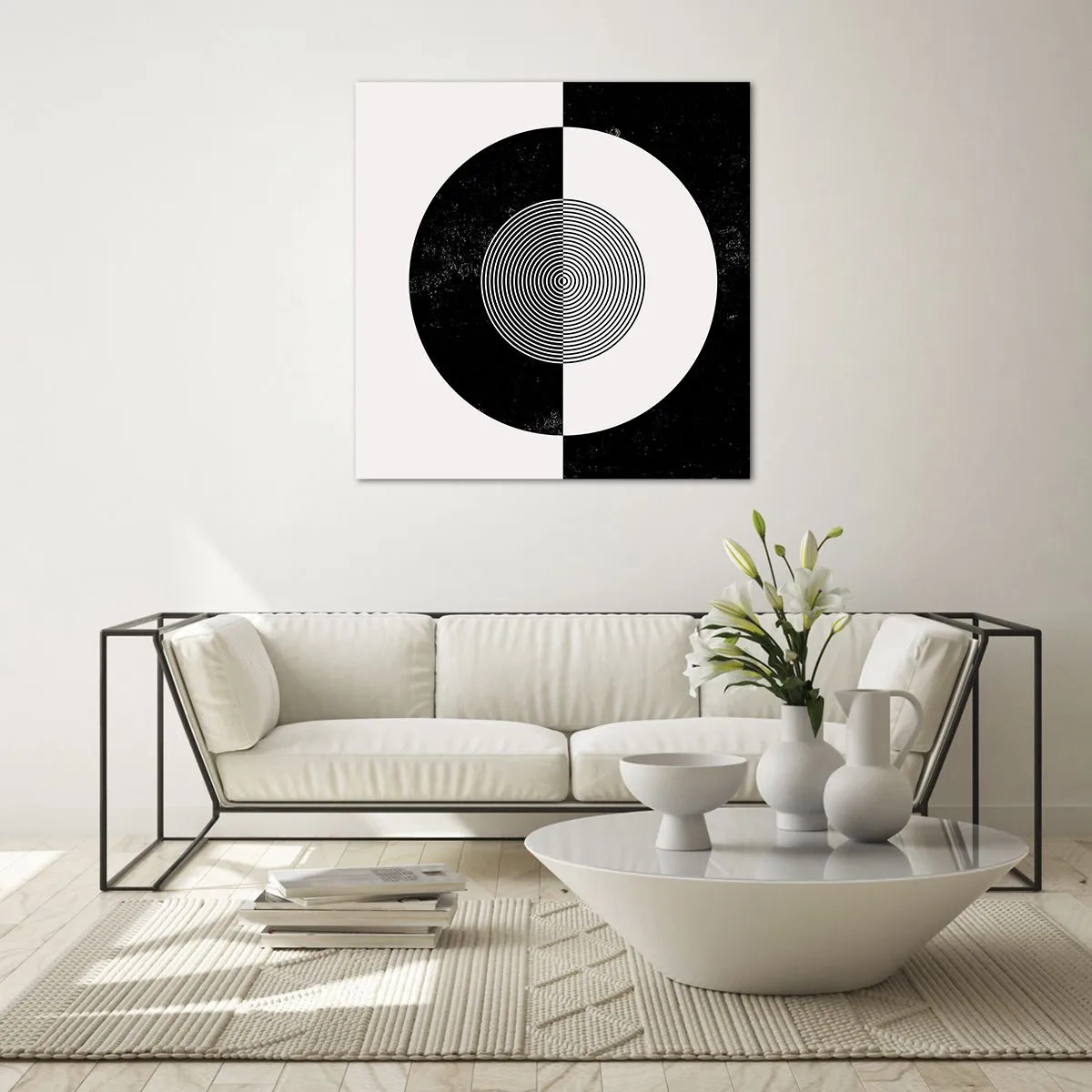 Quadro su vetro - Armonia in bianco e nero - 30x30 cm