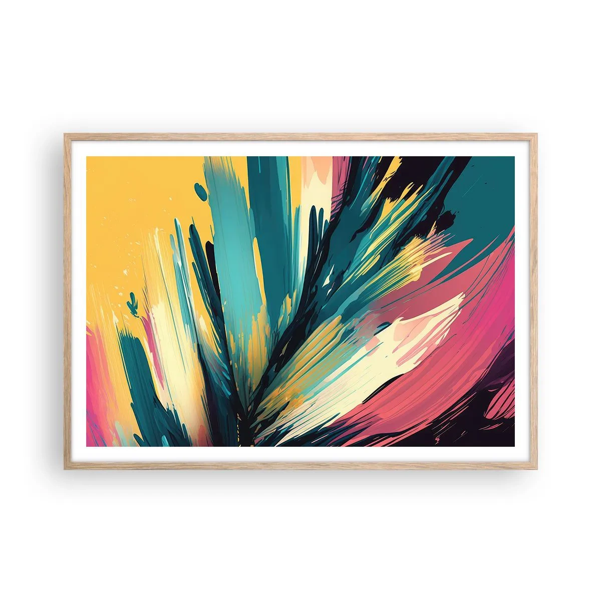 Poster in cornice rovere chiaro - Composizione: esplosione di gioia - 100x70 cm