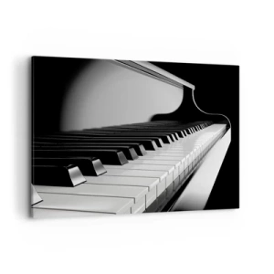 Quadro su tela - Stampe su Tela - Tasti del pianoforte in un'elegante ripresa in bianco e nero - 100x70cm - Armonia di forme e colori - Decorazione murale moderna per soggiorno e camera da letto ARTTOR
