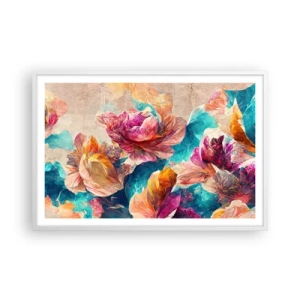 Poster in cornice bianca - Lo splendore colorato del bouquet - 91x61 cm