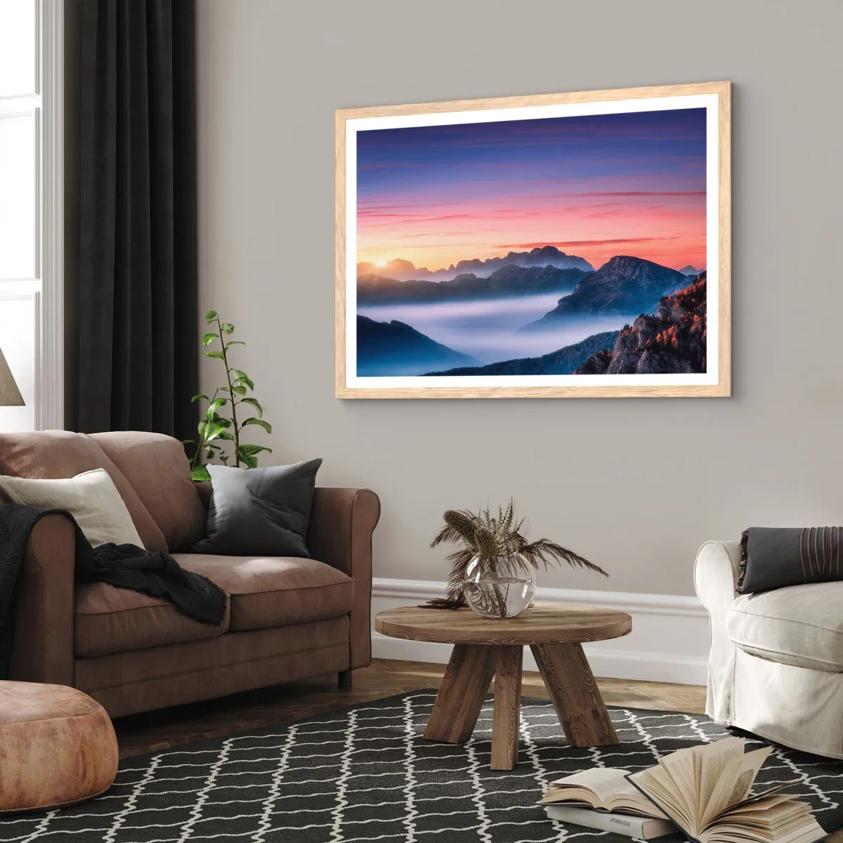 Poster in cornice rovere chiaro - Sopra le valli - 70x50 cm