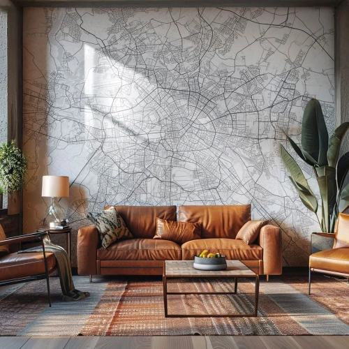 Fotomurali Standard Eco - Il fiore di Berlino - Città, Mappa della città, Berlino - 350x256 cm