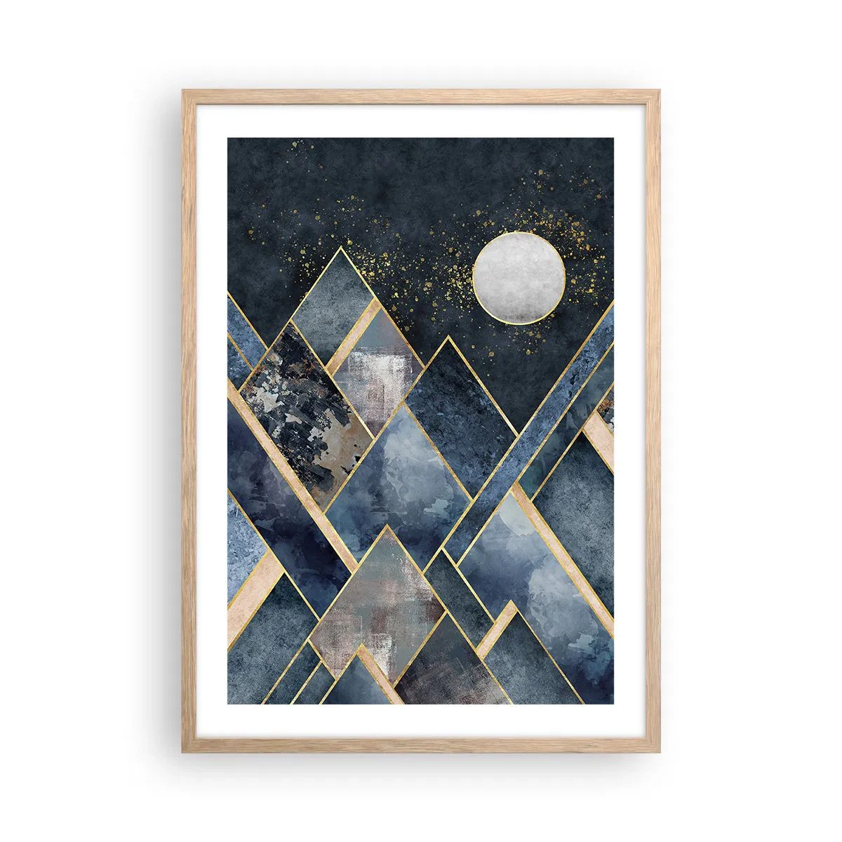 Poster in cornice rovere chiaro - Paesaggio geometrico - 50x70 cm