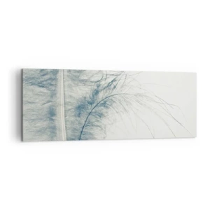 Quadro su tela - Stampe su Tela - Una piuma delicata in tonalità pastello su uno sfondo chiaro - 140x50cm - Il sussurro della natura - Decorazione murale moderna per soggiorno e camera da letto ARTTOR