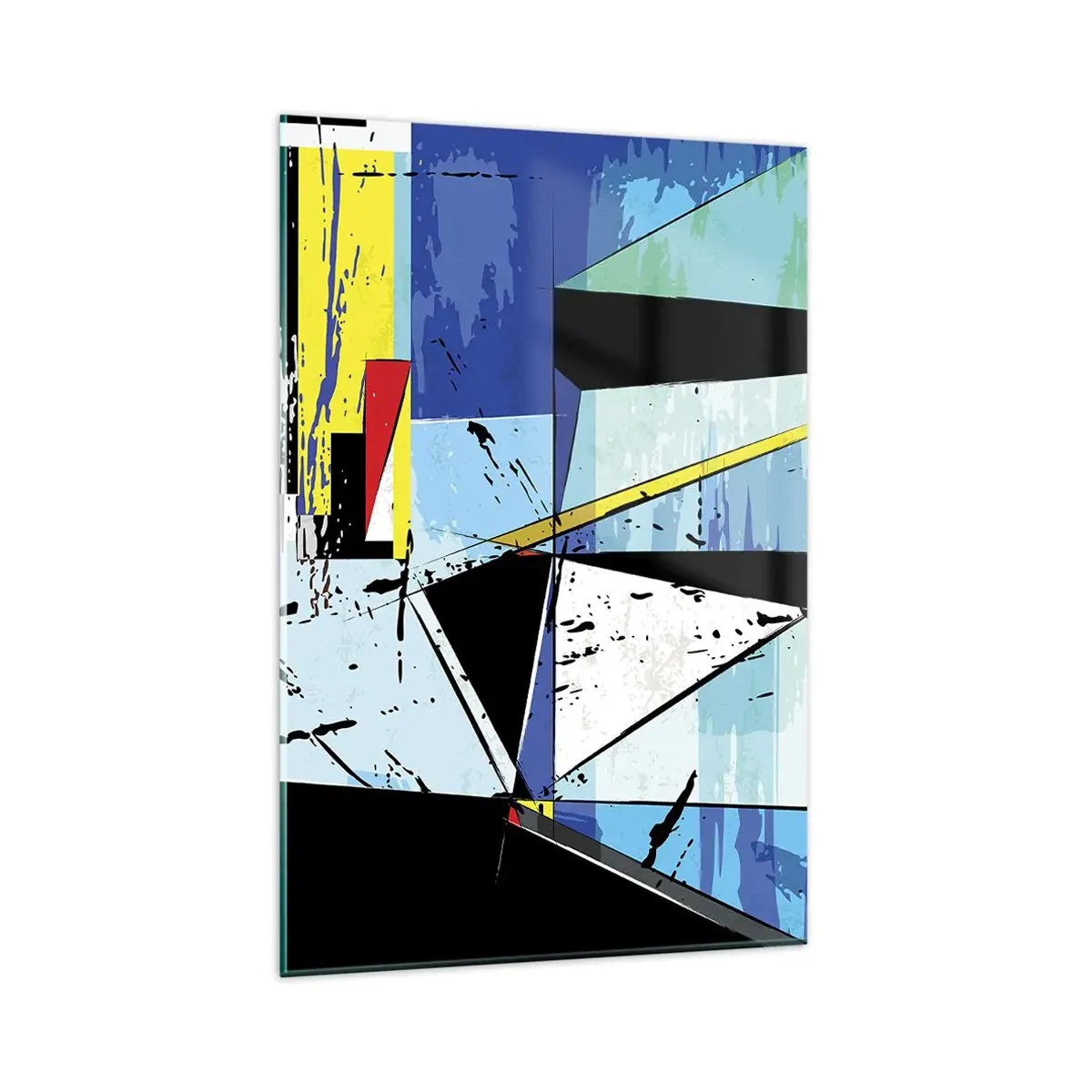 Quadro su vetro - Composizione geometrica astratta in colori vivaci - 80x120cm - Guardando il mondo da un'angolazione... - Decorazione murale moderna per soggiorno e camera da letto ARTTOR