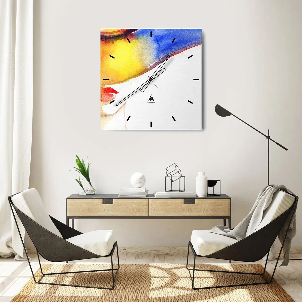 Orologio da parete - Orologio in Vetro - Ritratto di donna - 40x40 cm