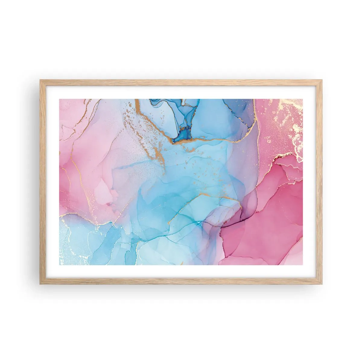 Poster in cornice rovere chiaro - Incontro e compenetrazione - 70x50 cm