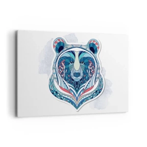 Quadro su tela - Stampe su Tela - Orso geometrico nei toni del blu e del rosso - 120x80cm - Evviva la Groenlandia! - Decorazione murale moderna per soggiorno e camera da letto ARTTOR