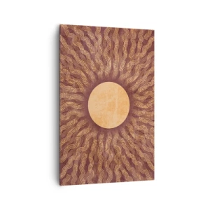 Quadro su tela - Stampe su Tela - Motivo soleggiato con raggi su uno sfondo nei toni del marrone - 80x120cm - L'icona del sole - Decorazione murale moderna per soggiorno e camera da letto ARTTOR