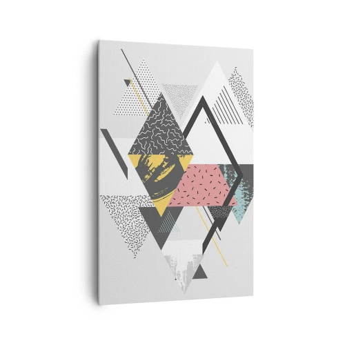 Quadro su tela - Stampe su Tela - Motivi geometrici su sfondo chiaro - 80x120cm - Variazione con triangoli e rombi - Decorazione murale moderna per soggiorno e camera da letto ARTTOR
