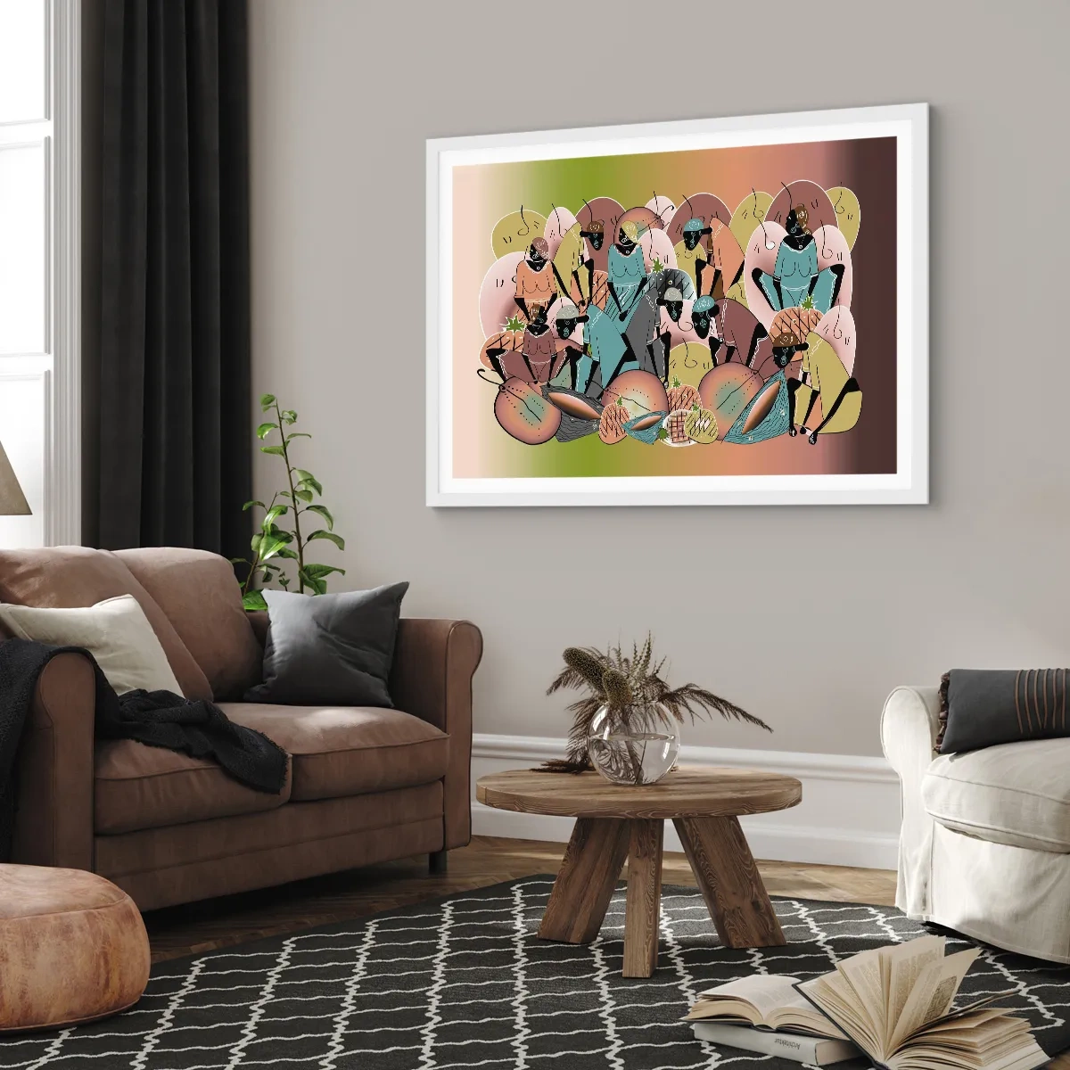 Poster in cornice bianca - Arriva la grande festa - 91x61 cm