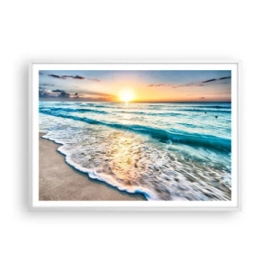 Poster in cornice bianca - Tramonto sul mare - 100x70 cm
