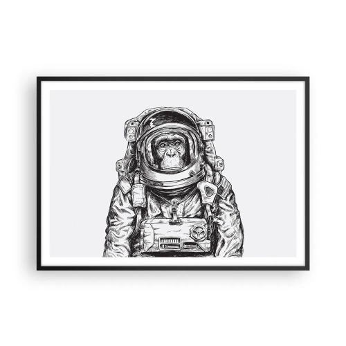 Poster in cornice nera - Immagine di un astronauta in tuta spaziale con la testa di una scimmia - 100x70cm - Evoluzione alternativa - Decorazione murale moderna per soggiorno e camera da letto ARTTOR